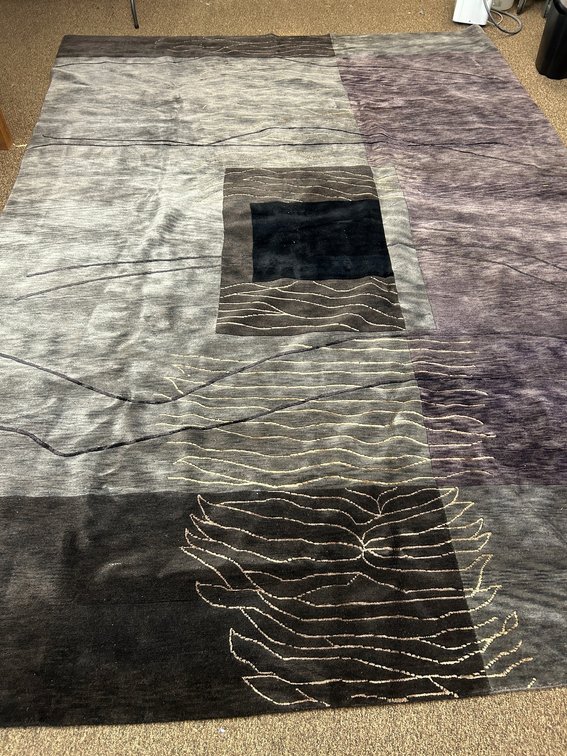 Pokhara 'Grotto' wool decorative rug, approximately 9 feet by 135 inches