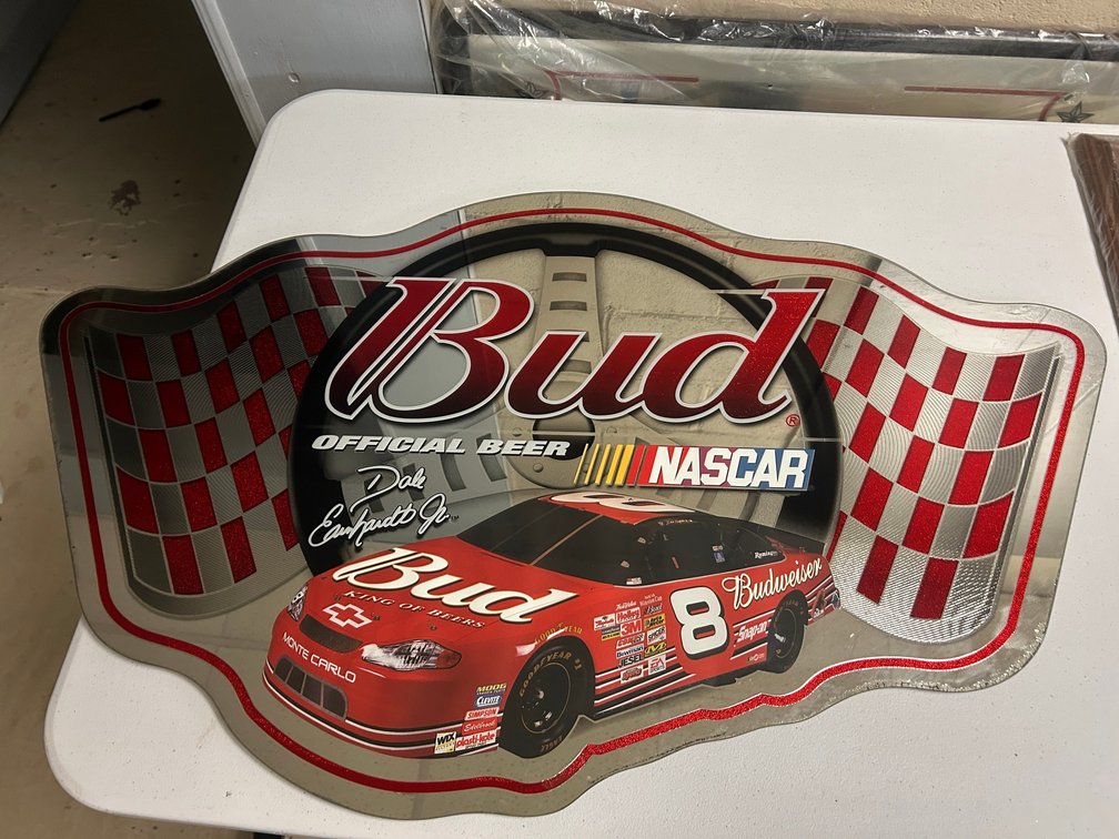 Pressed-metal Budweiser advertising sign