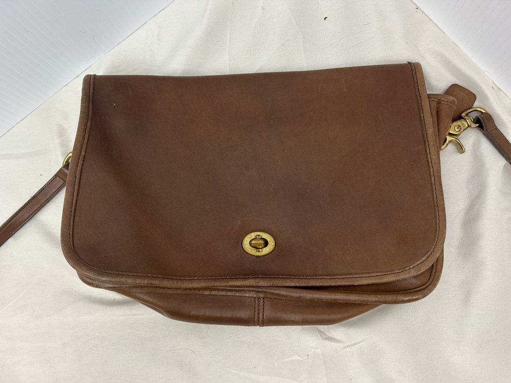 Brown leather Coach handbag
