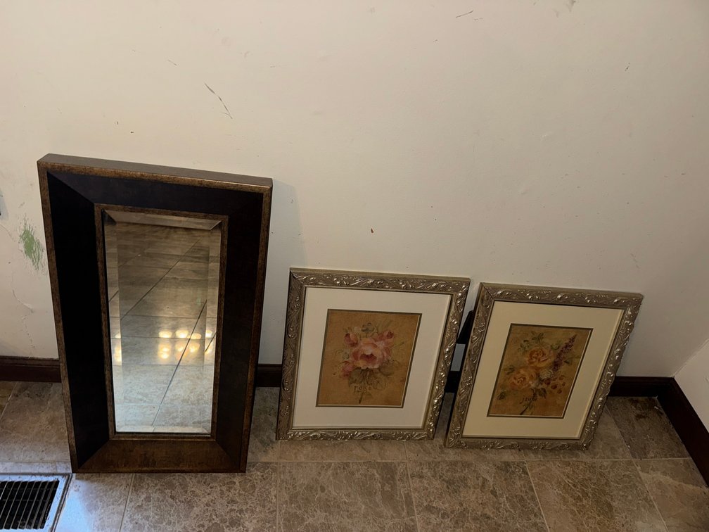 Floral Framed Prints & Accent Mirror