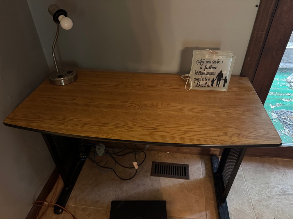 Compact Wood-Grain Office Desk