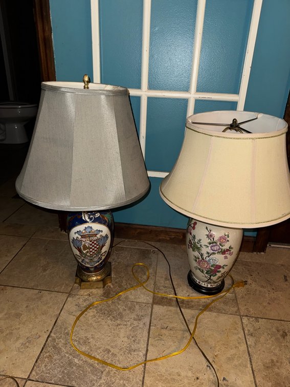 Pair of Hand-Painted Porcelain Ginger Jar Lamps