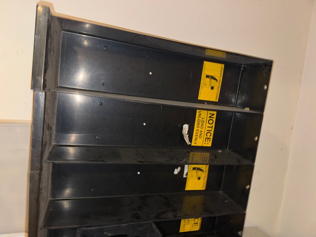 Two Black Plastic Multi-Tier Shelving Units