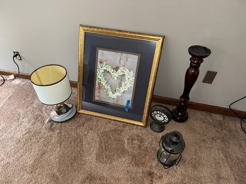 Floral Heart Wall Art, Clock, Lantern & Lamp