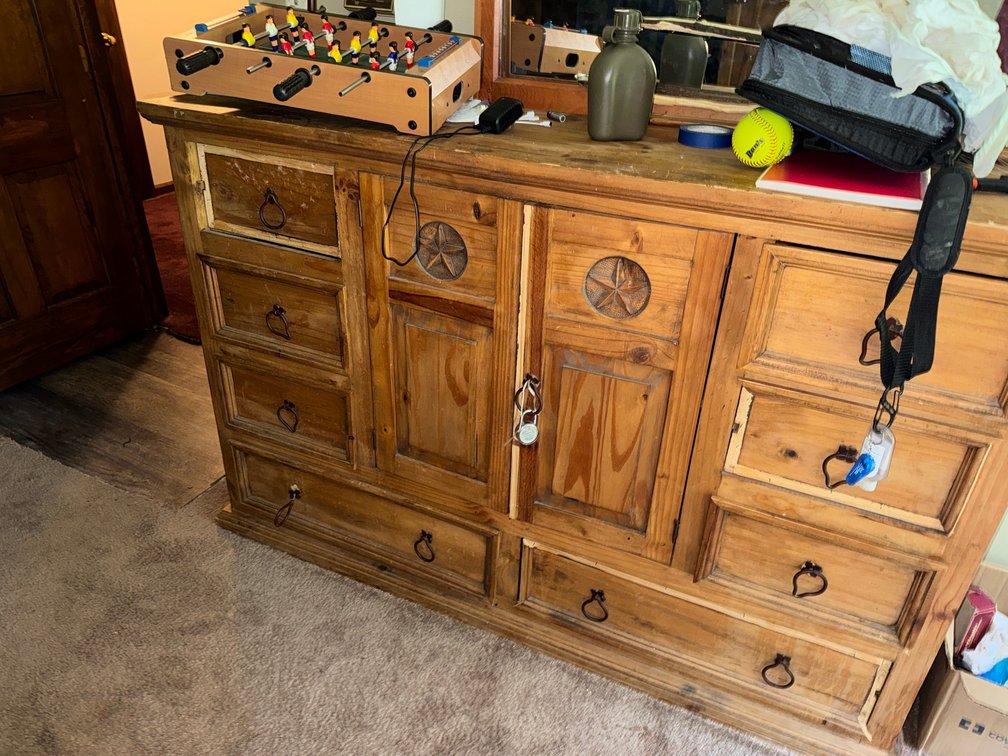 Rustic Pine Dresser with Texas Star Accents