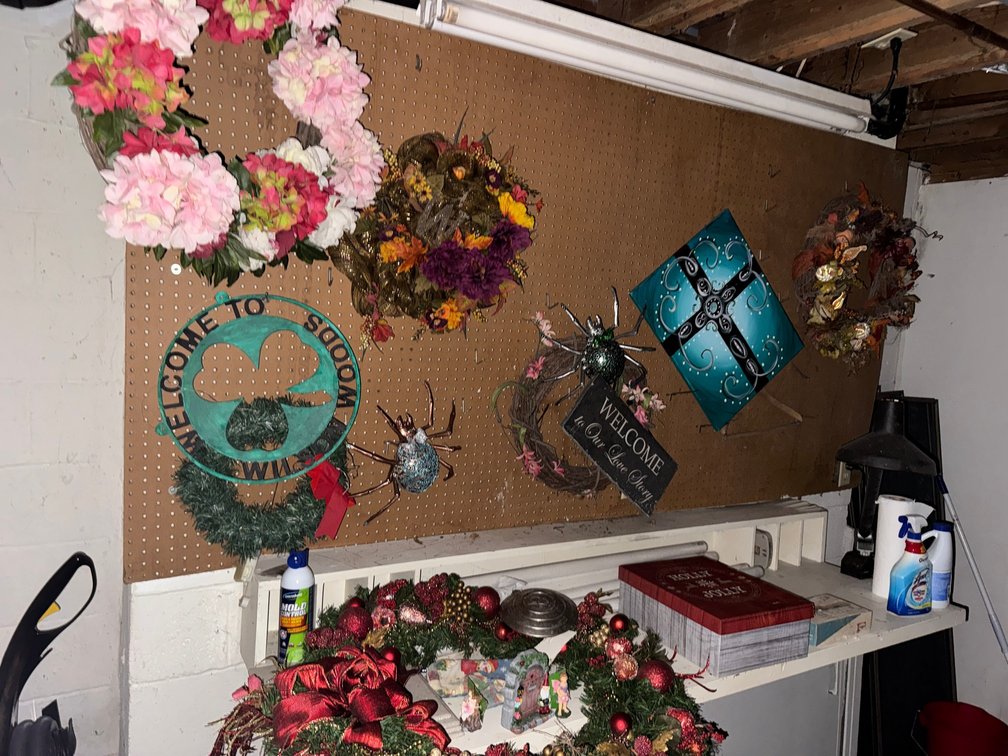 Basement Full of Christmas Decorations