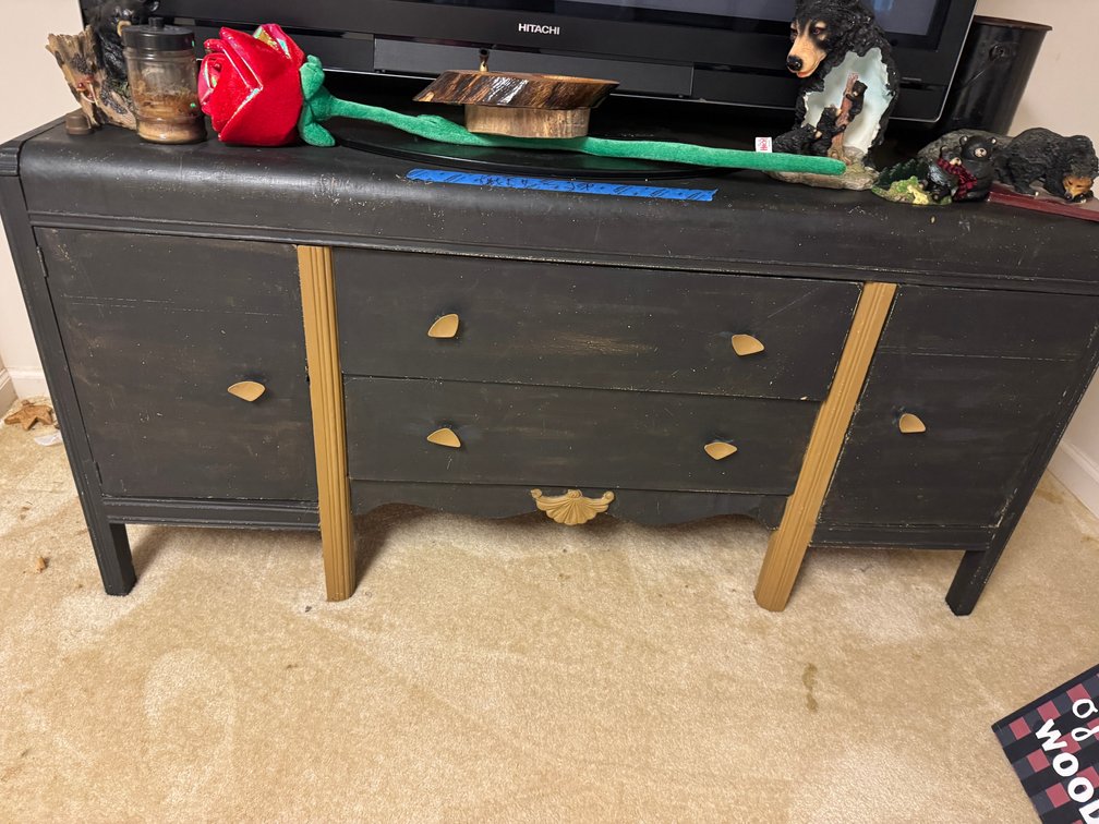 Vintage Black-Finish Wooden Sideboard