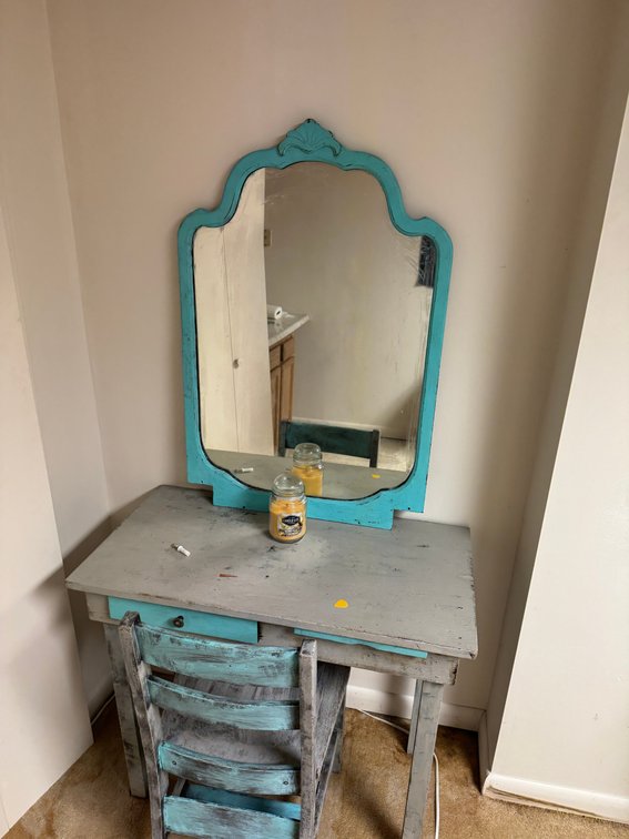 Painted Chair, Desk & Mirror