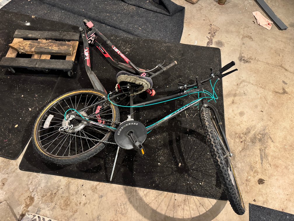 Bicycle, Scooter & Wooden Cart