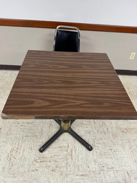Square pedestal table with chairs