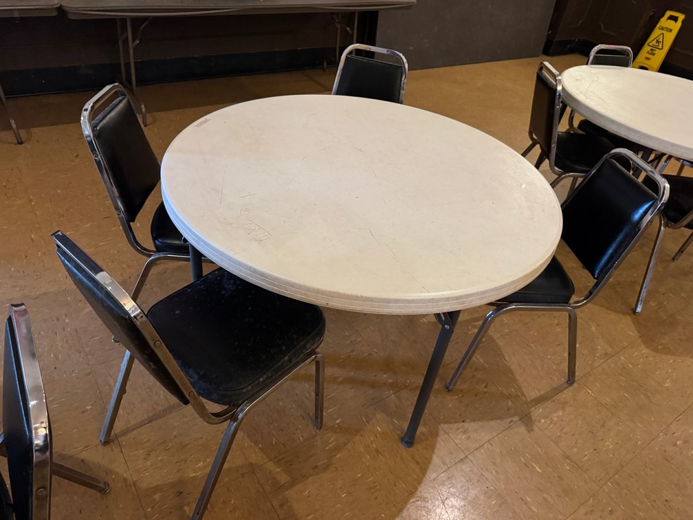 Round banquet tables with chairs