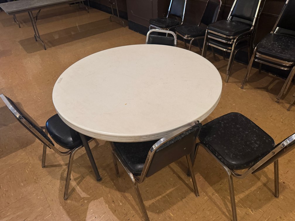 Banquet tables and stacking chairs