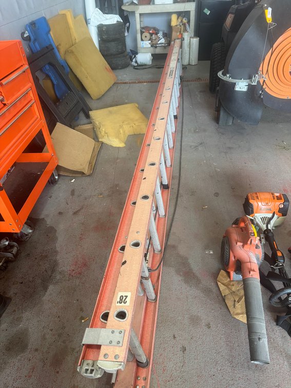Orange Fiberglass Extension Ladder
