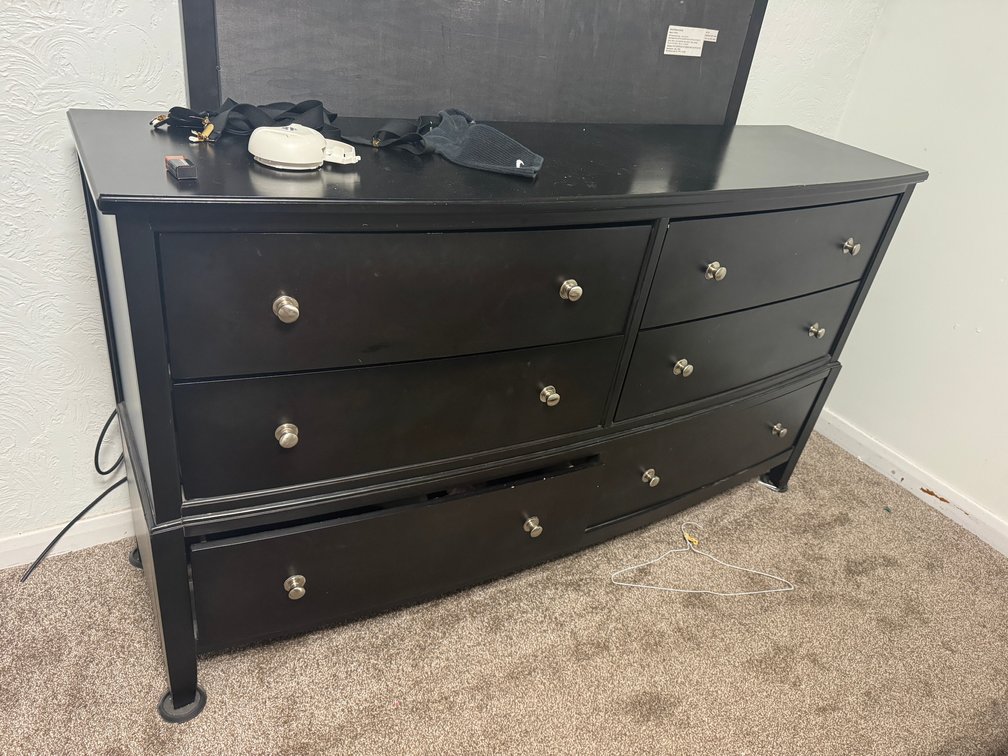 Black 6-Drawer Wooden Dresser
