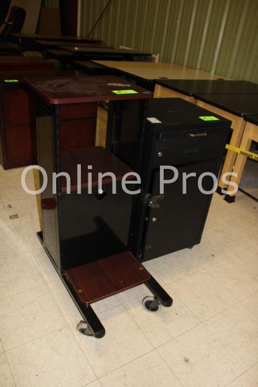 (Lot) Computer Cart and Cash Box Drawer Stand