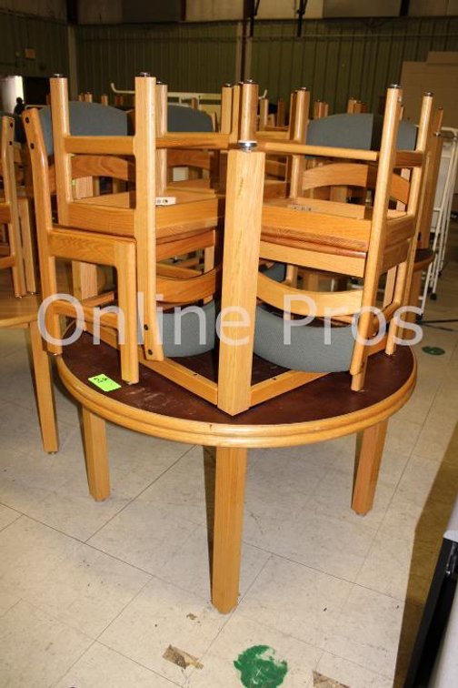 (Lot) Round Library Tables and Chairs
