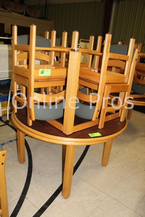 (Lot) Round Library Tables and Chairs