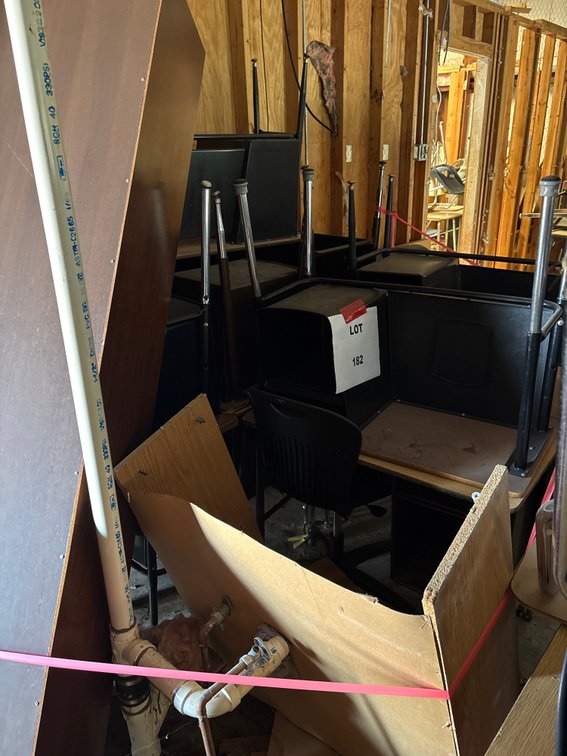 Student Desks and Bookshelf