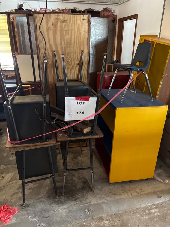 Student Desks and Bookshelves