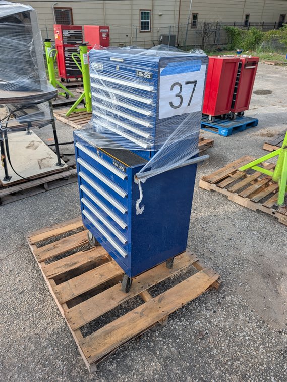 Blue Roll Around Tool Box with Top Chest