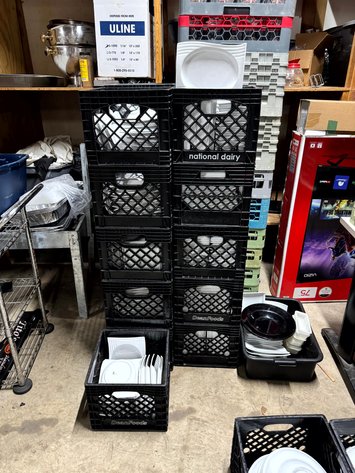Image for White China Pasta Bowls / Soup Plates with Crates