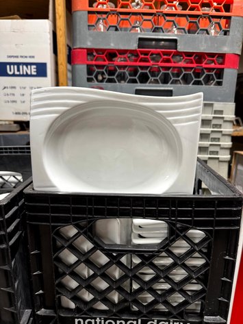 Image for White China Pasta Bowls / Soup Plates with Crates