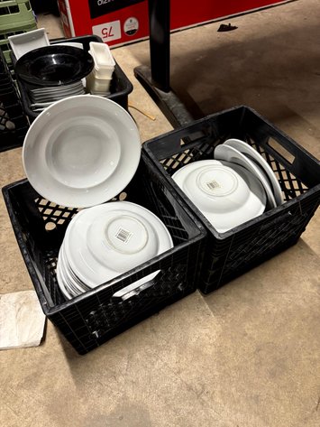 Image for White China Rimmed Pasta Bowls / Soup Plates