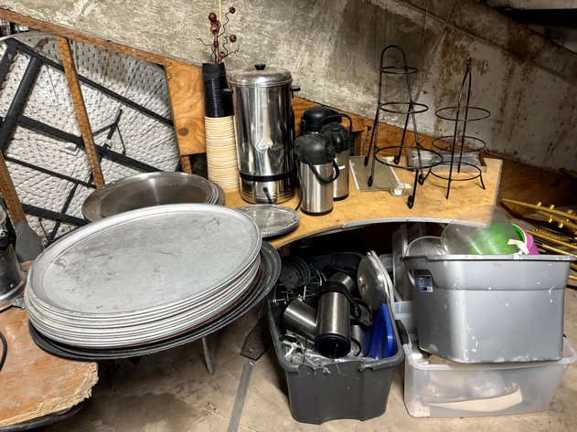 Image for Large Assorted Serving Trays, Coffee Service & Buffet Equipment Lot