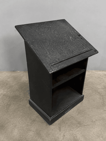 Image for Black Wooden Speaker Podium / Lectern with Open Storage