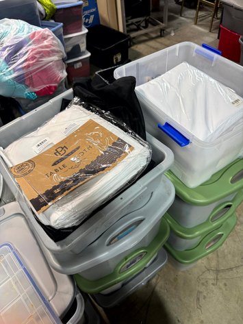Image for Assorted Catering Tablecloths & Banquet Drapes with Storage Tubs