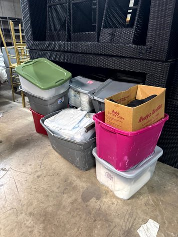 Image for Assorted Catering Tablecloths & Banquet Drapes with Storage Tubs
