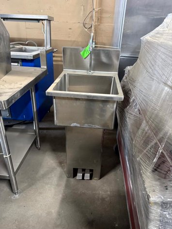 Image for Commercial Foot-Operated Hand-Washing Sink on Pedestal