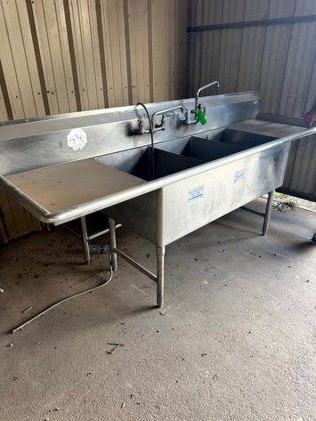 Image for Stainless-Steel Three-Compartment Commercial Sink with Hardware