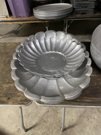 Image for Assorted Extra-Large Pewter Serving Bowls, Platters & Decorative Trays