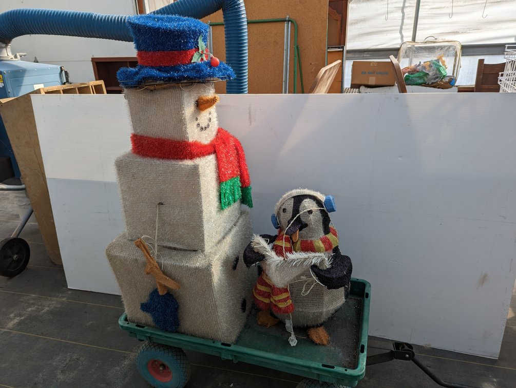 Lighted Snowman And Penguin 