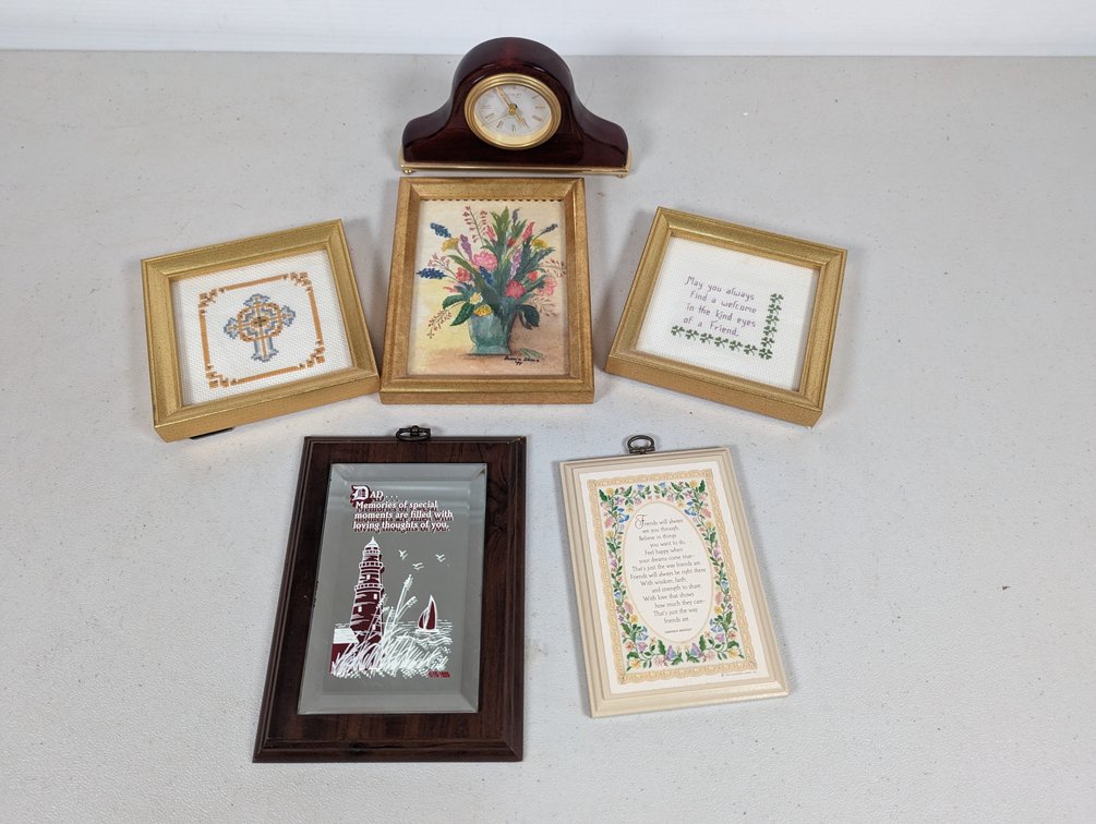 Small Framed Art And Clock