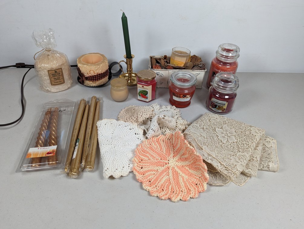 Candles And Table Doilies 
