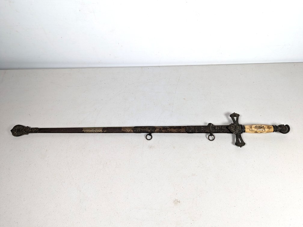 Antique Masonic Sword And Scabbard 