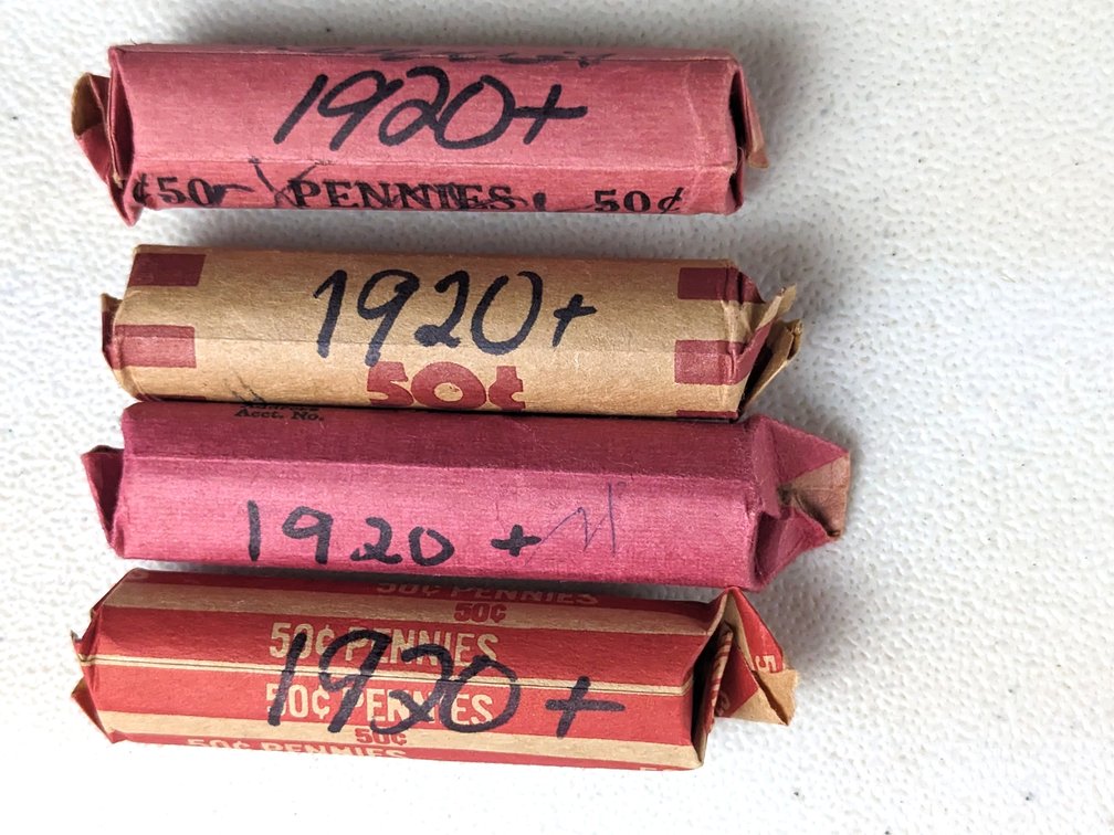 Four Rolls Of 1920's Wheat Pennies 