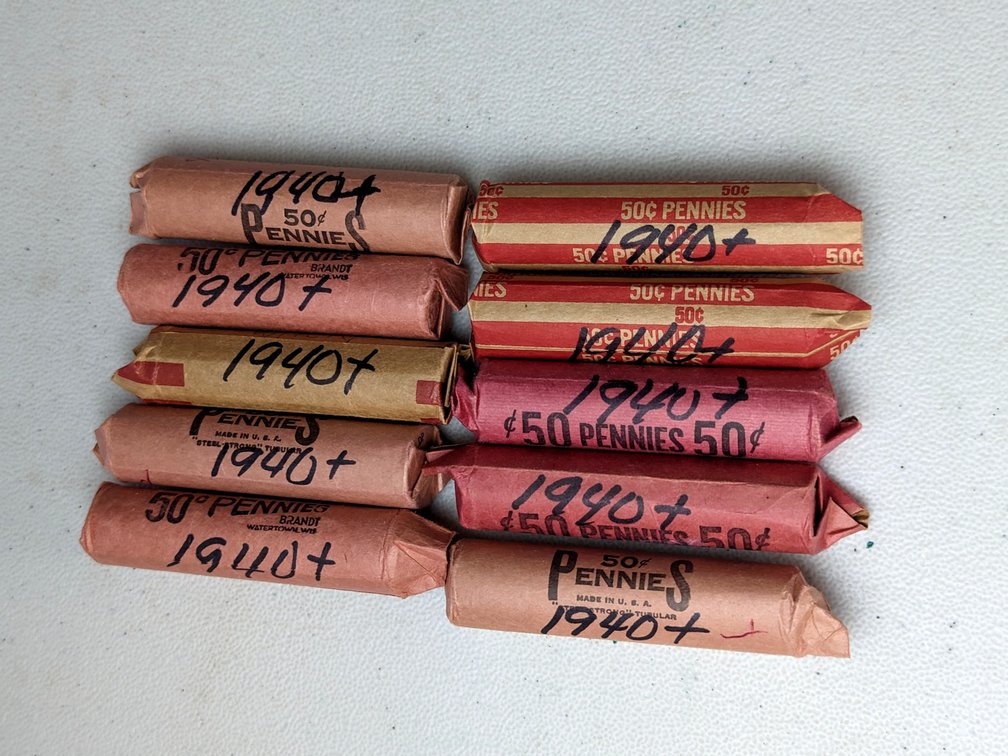 Ten Rolls 1940's Wheat Pennies 