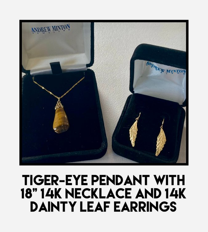 Tiger Eye Pendant And Ear Rings