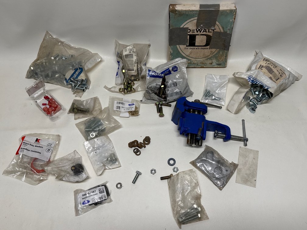 Lot of Screws & Small Portable Vise