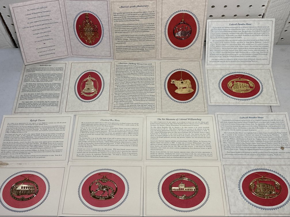 Collection of Colonial Williamsburg Landmarks Ornaments 