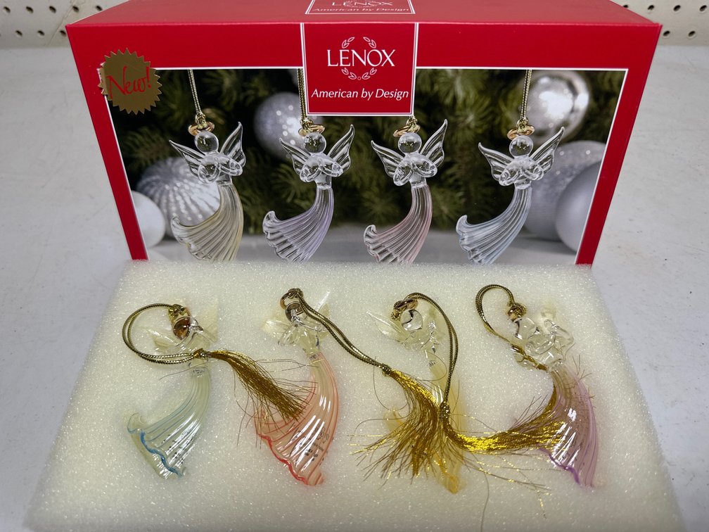 Lenox Angels Art Glass Ornament Set 