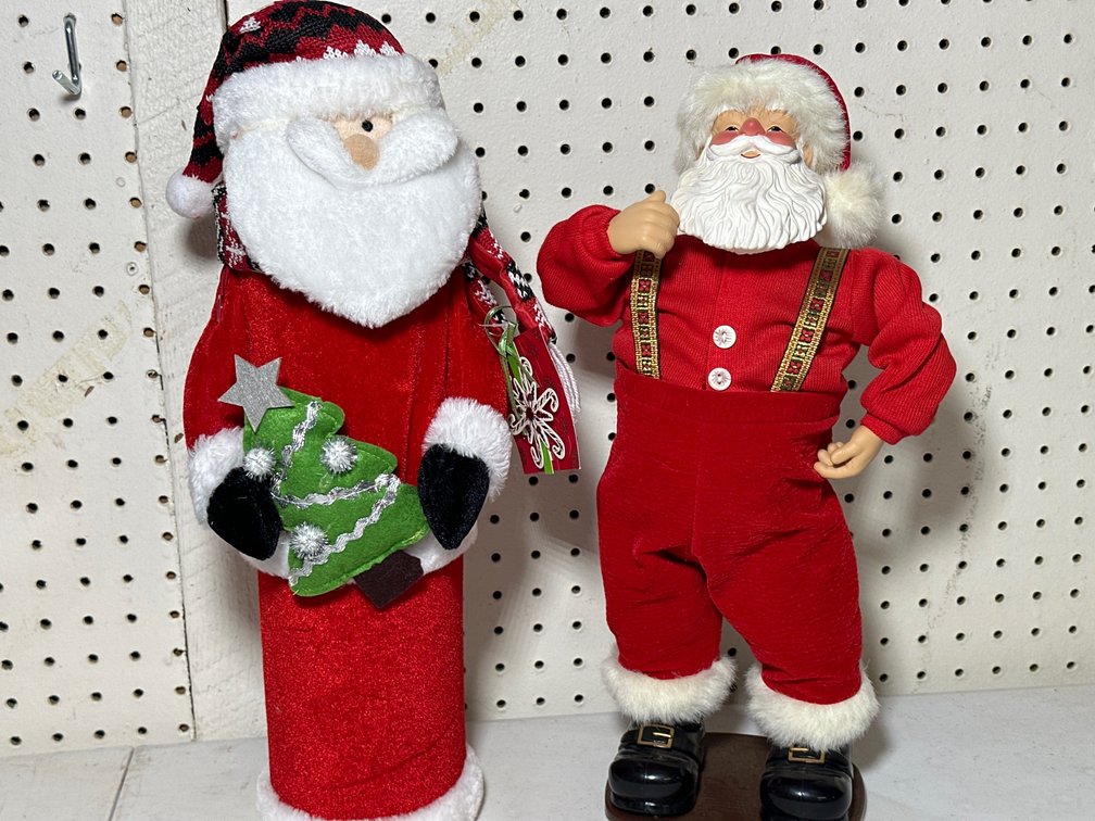 Santa Pillar Figure and Jingle Bell Rock Santa 