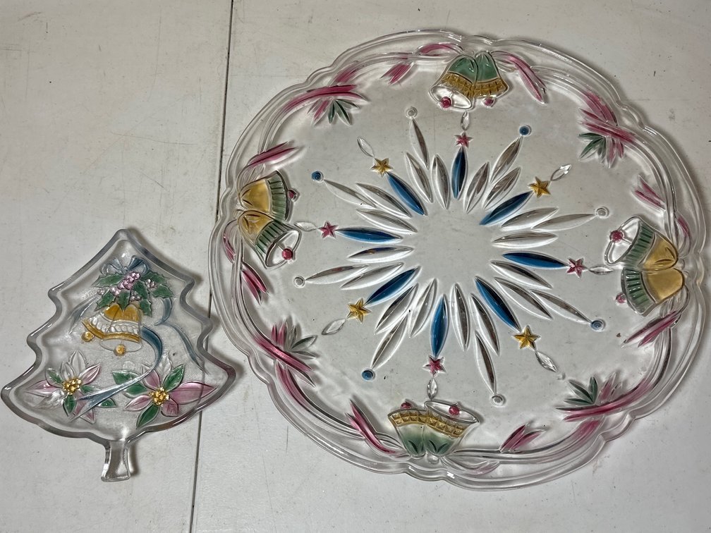 Heavy Glass Christmas Platters 