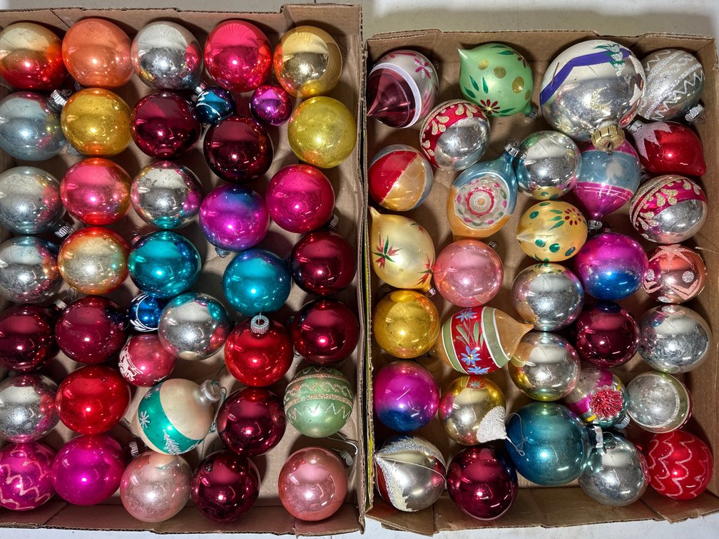 Vintage 1950s ShinyBrite Glass Christmas Ornaments 