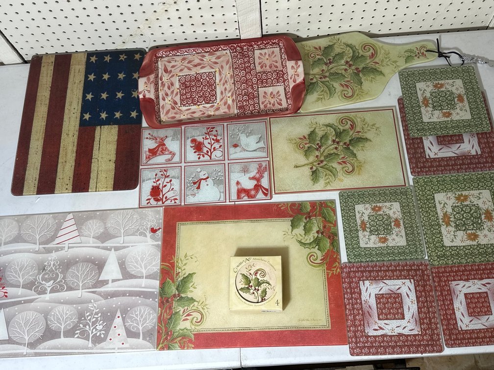 Patriotic and Holiday Tempered Glass Cutting Boards and Coasters
