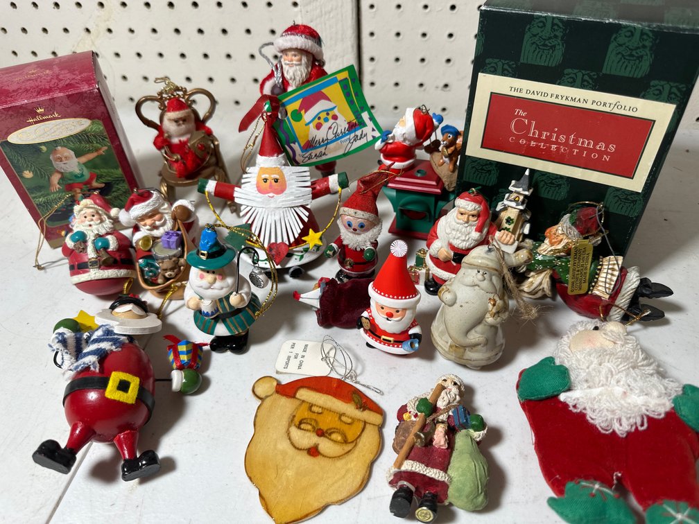 Collection of Santa Claus Christmas Ornaments 