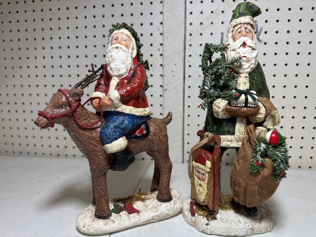 Resin Santa Claus and Father Christmas on Horseback Figures 